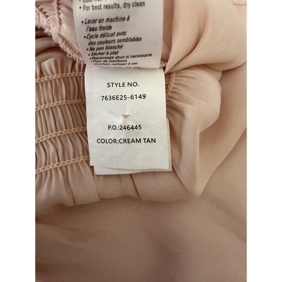 Paige Odalynn Satin Smocked Long Sleeve Blouse Medium Cream Tan Silky Revolve - Picture 3 of 8